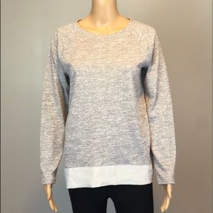 J crew grey long sleeve mixed media top